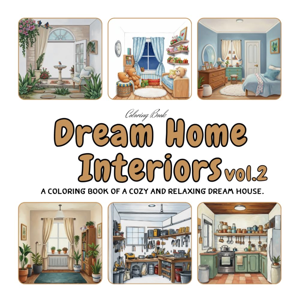 Dream Home Interiors – Vol.2: A coloring book of a cozy and relaxing dream house.