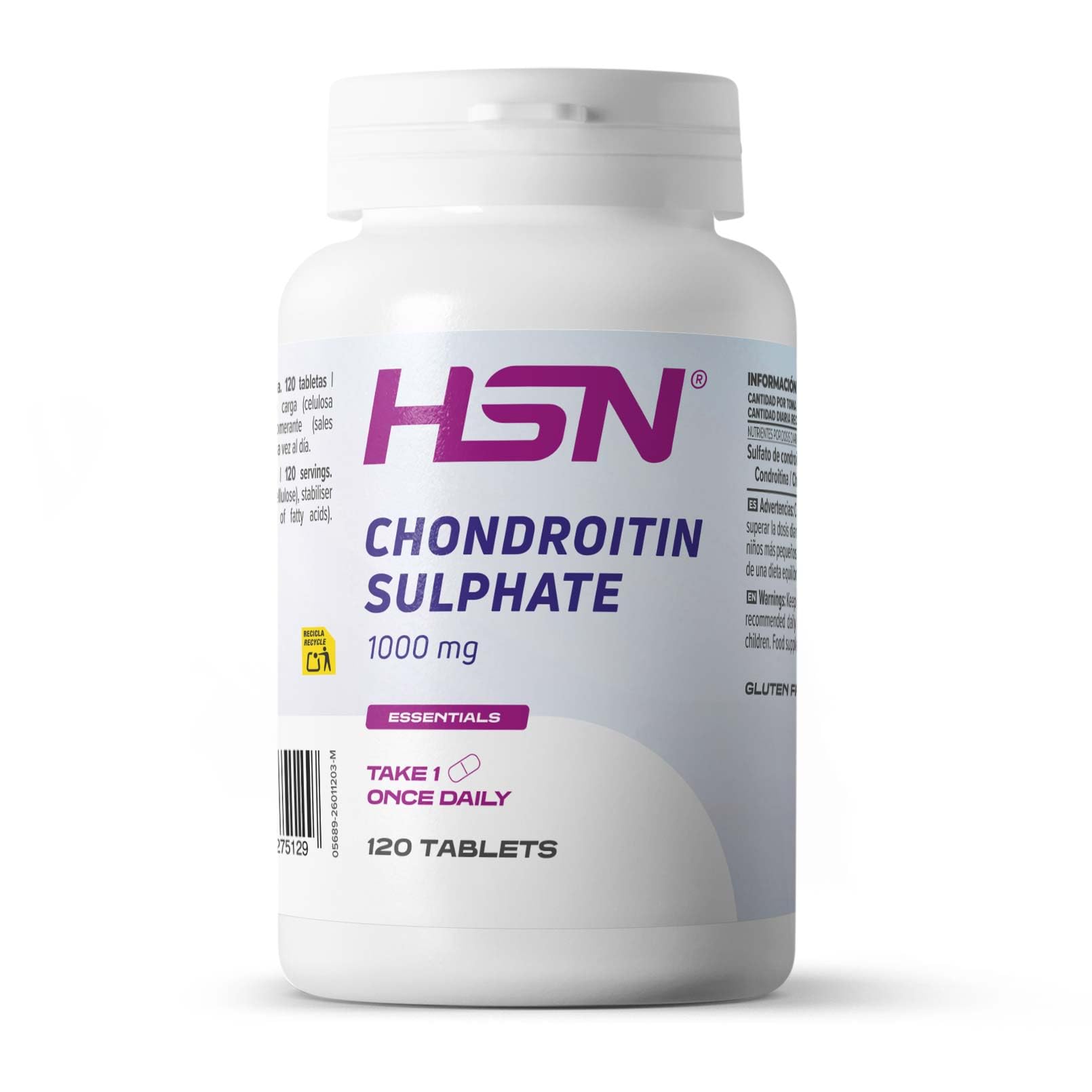 HSN HSN Solfato di condroitina | Per i dolori articolari, potente anti-infiammatorio 120 compresse - 200 ml