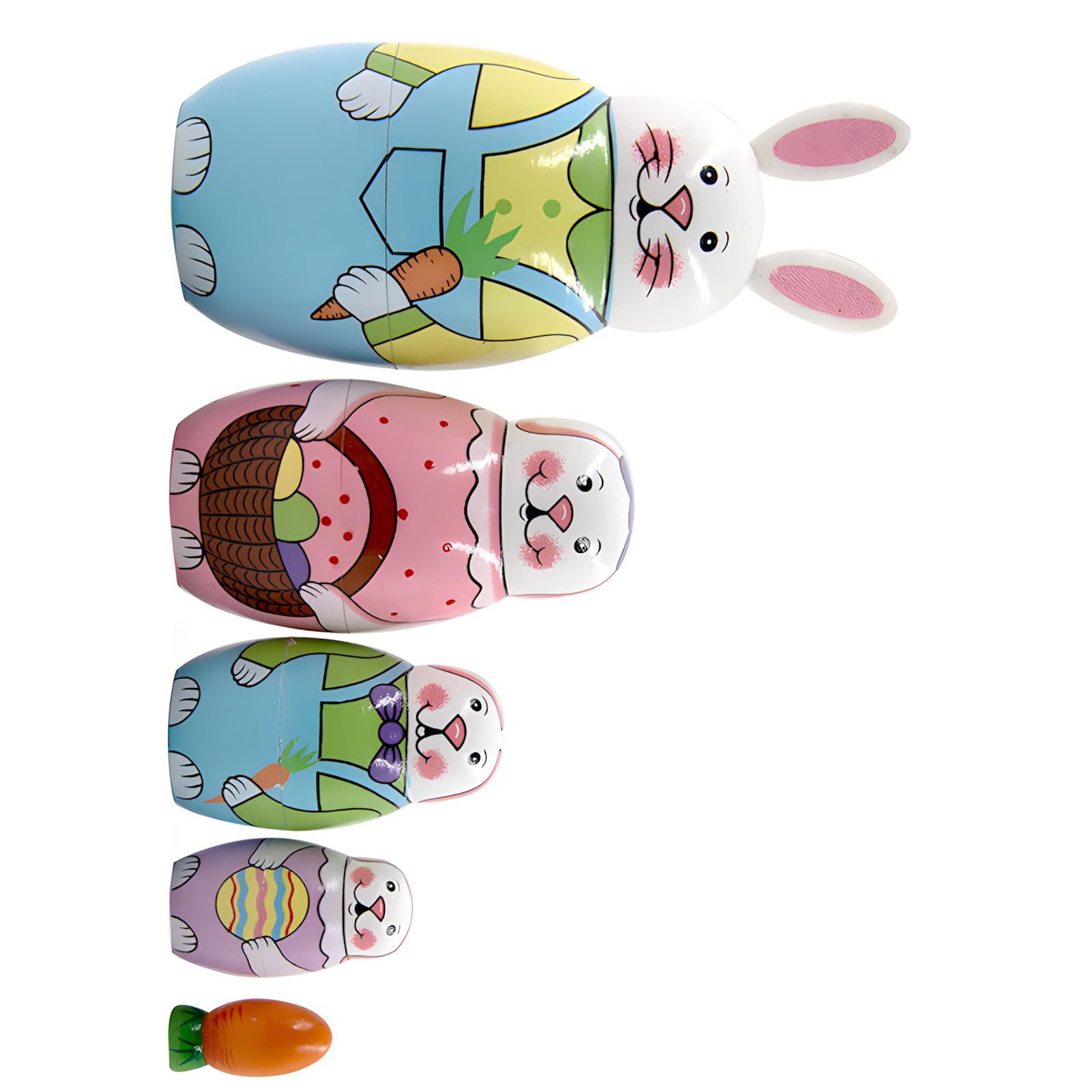 hogtnd Wooden Spring Animal Nesting Dolls 5 Piece Set Home Decor Unique Easter Gifts