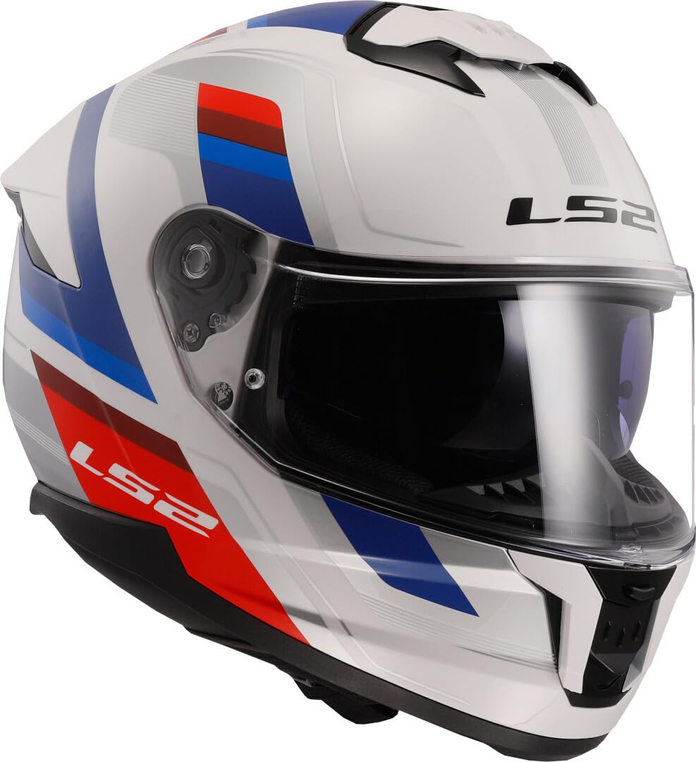 LS2 FF808 Vintage White Blue Red Dual Visor Ece22.06 Approved Full Face Motorcycle Helmet