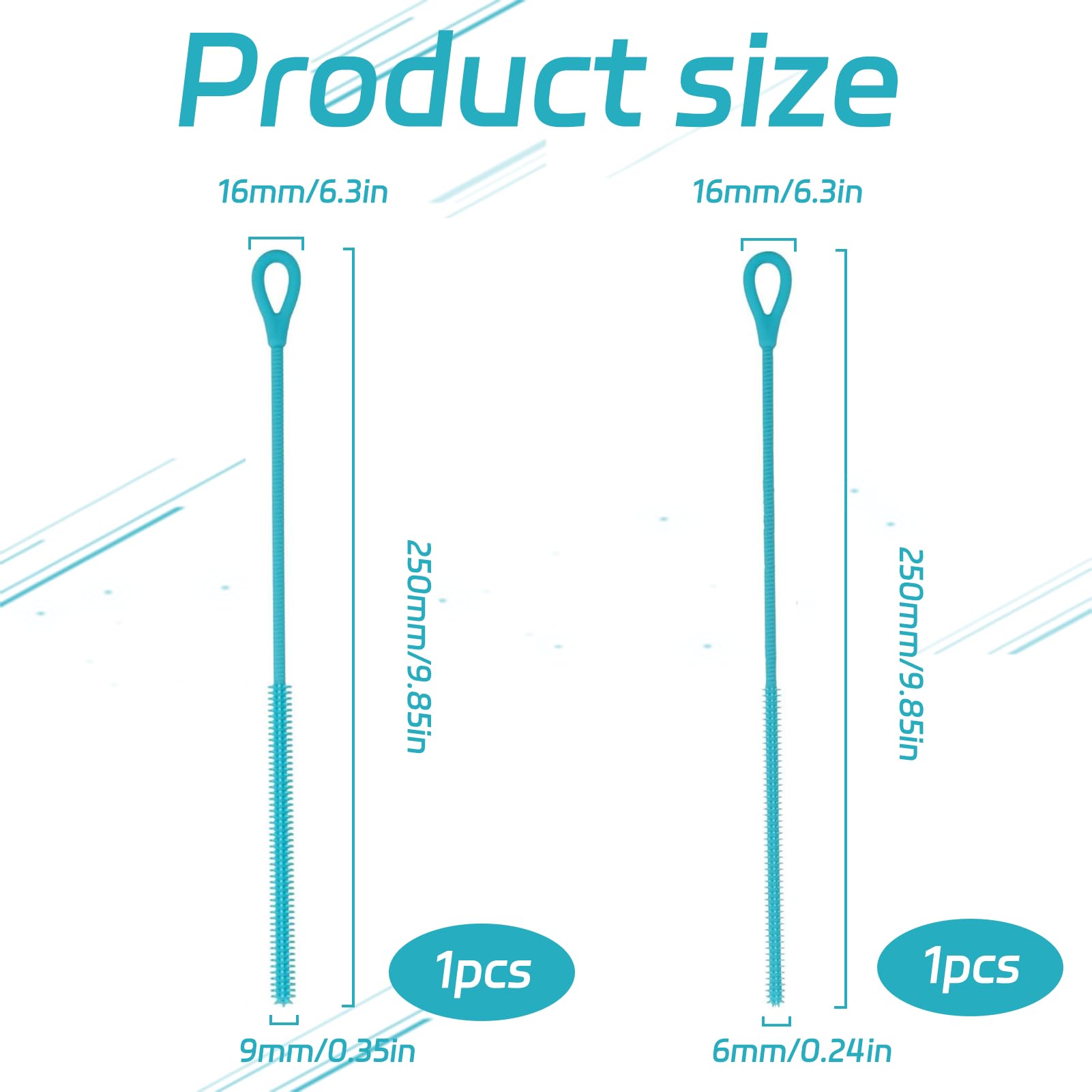 Kit 2 Brosses à Paille En Silicone - Goupillon Réutilisable Pour Nettoyer Pailles En Verre, Métal, Plastique - Noyau Acier Inox, Lavable Lave-vaisselle - 13