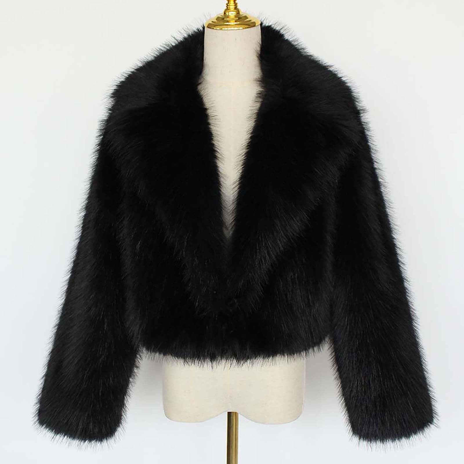 Chaqueta Mujer Invierno de Pelo Sintético Cuello Solapa Abrigo de Lana de Piel Artificial Elegante Chaquetas Manga Larga de Forro Polar de Doble Cara Abrigada y Gruesa Peluche Cárdigan Frente Abierto