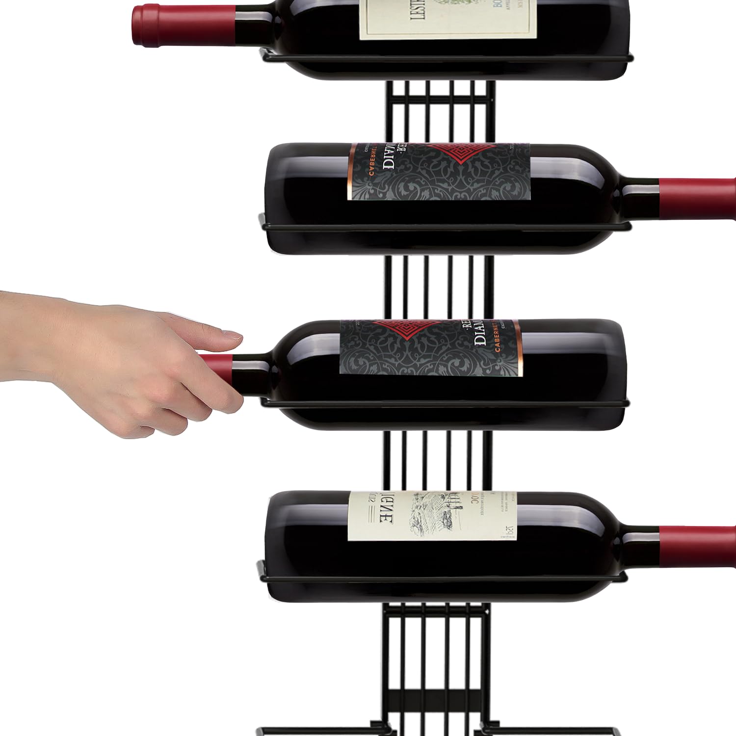 J JACKCUBE DESIGN MK823A - Organizador de pared para 9 botellas, soporte de exhibición de almacenamiento de vino de metal resistente para cocina, bodega y decoración del hogar