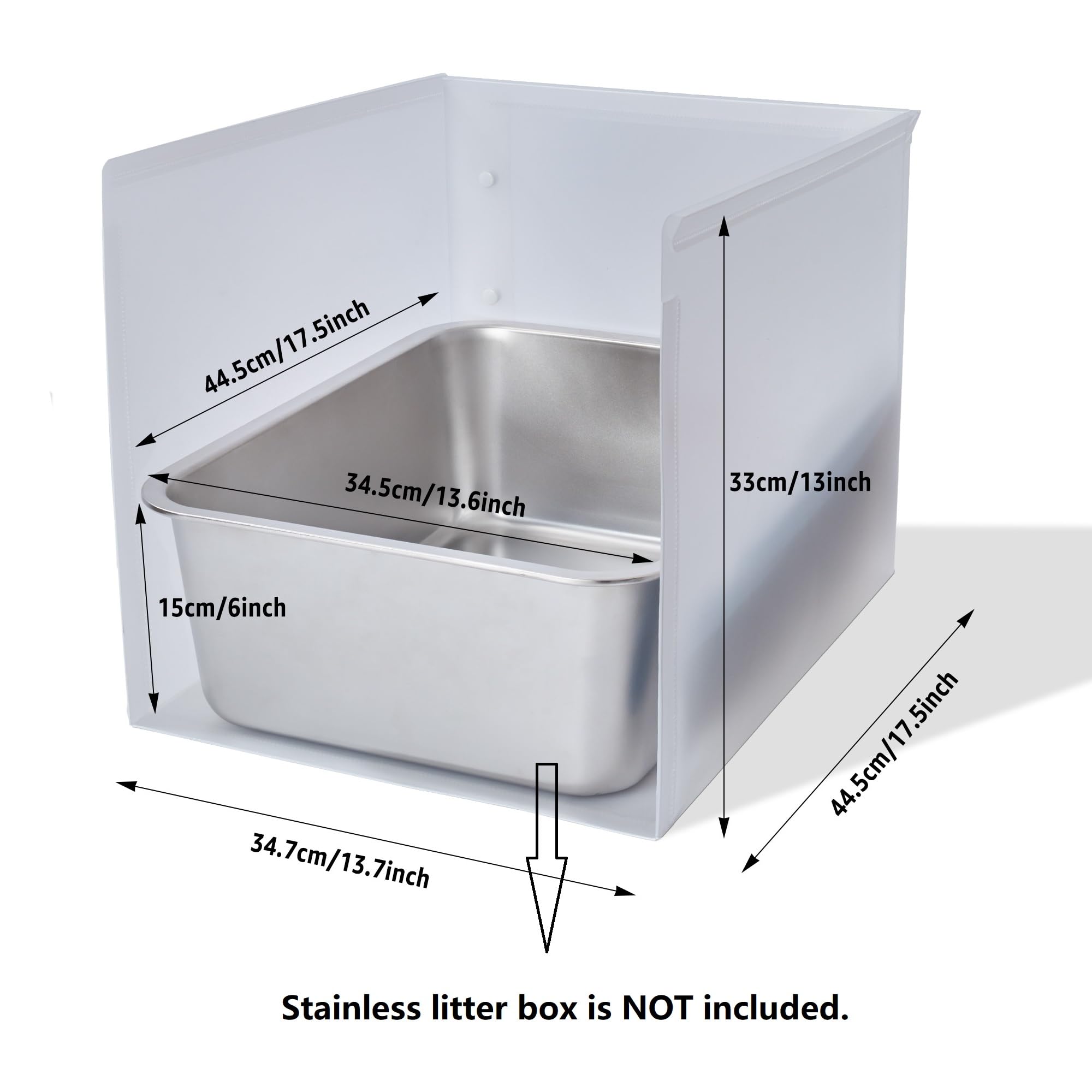 JIMEIQI Litter Box Shield, 17"x13.6"x13.6"(Height) High Sided Cat Litter Box Pee Shields Waterproof, Foldable Easy Clean Pet Cat/Kitty/Kitten Litter Box Splash Guard(Without Pan)