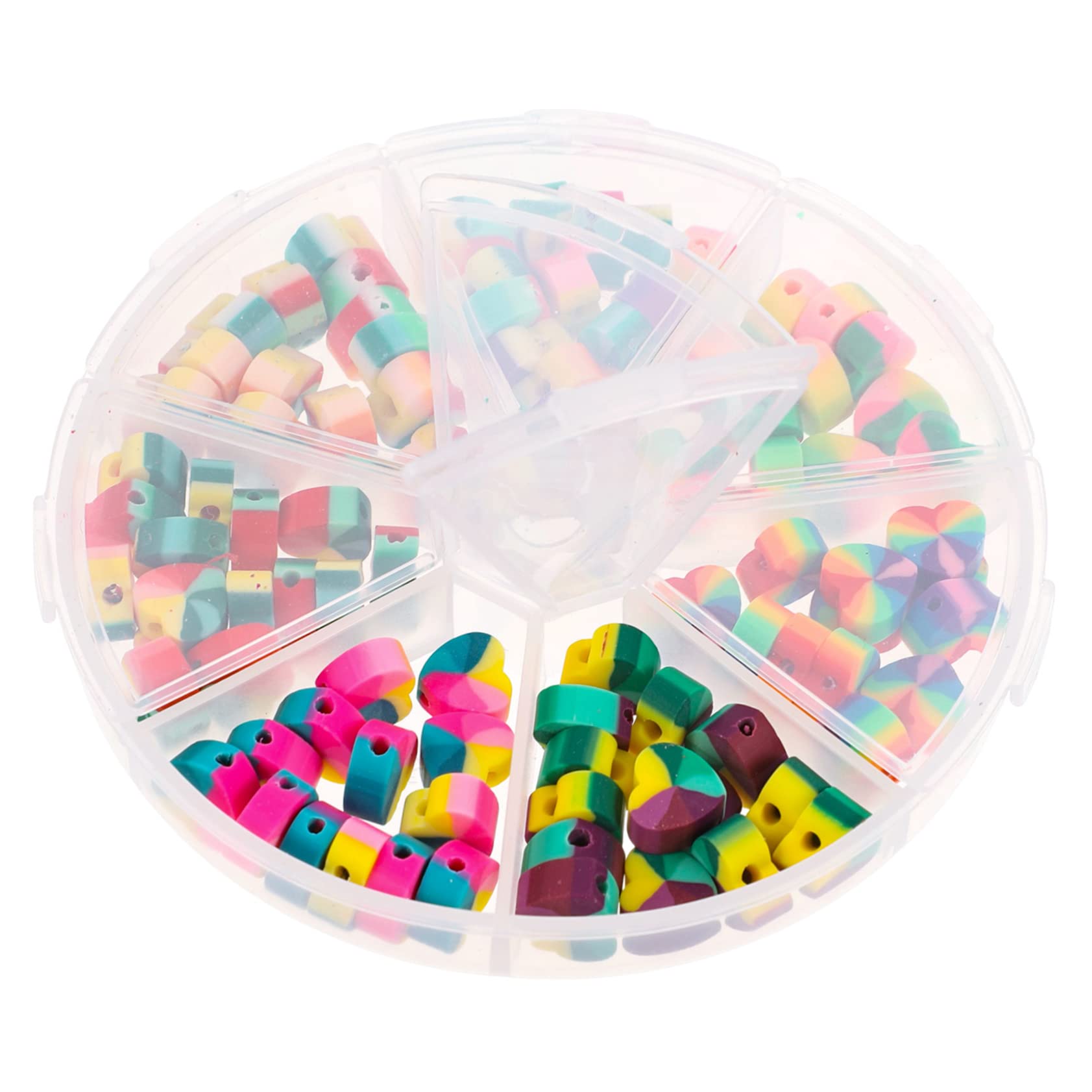OSALADI 3 Boxen Regenbogen Liebesperlen Spacer Schmuck Herz Groß Für Schlüssel Schnell Diy-perlen Abstandsperlen Zum Basteln Polymer-ton