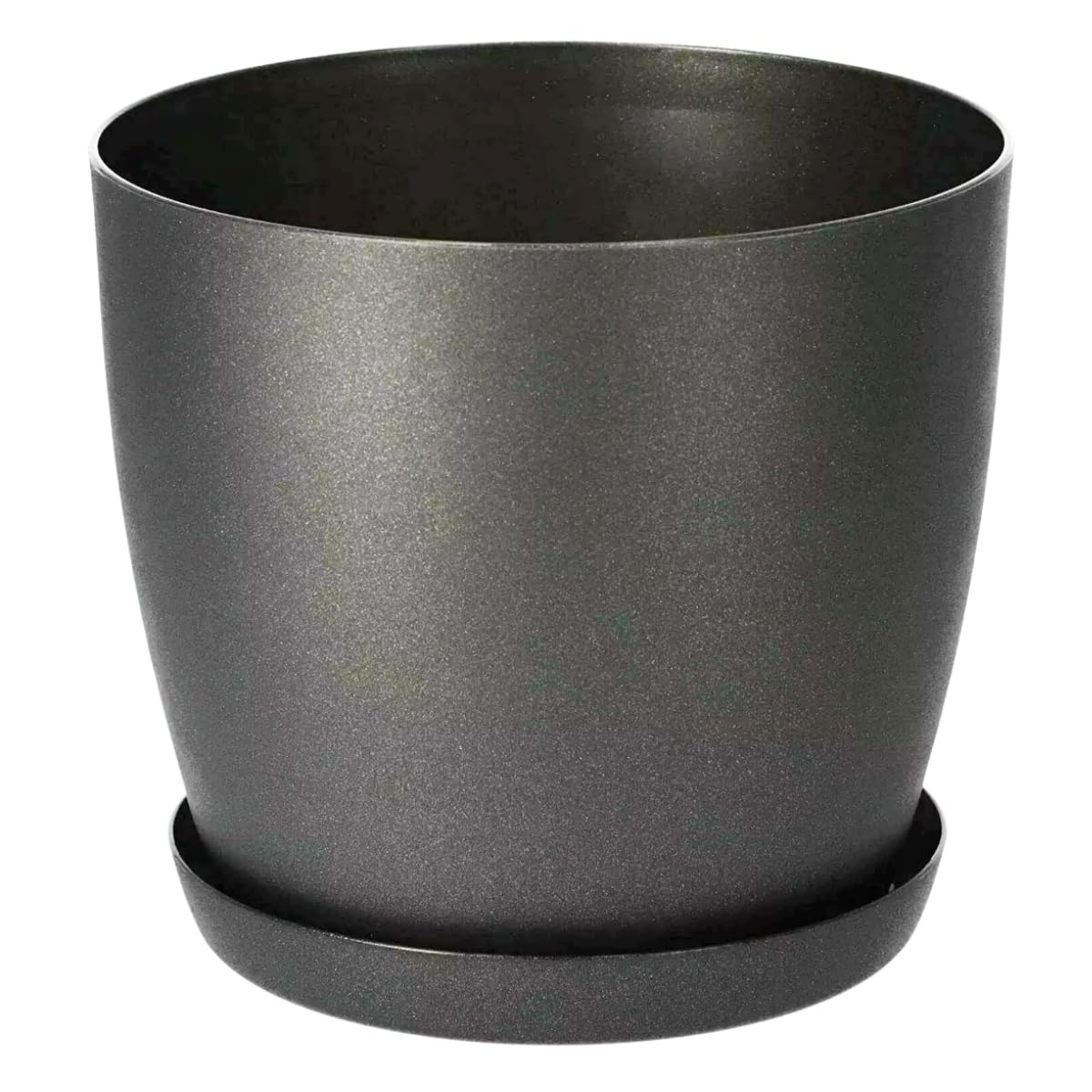 – B2C Flower Pots 6 Colours 8 sizes Matt Plastic Plant Pots Planter + Saucer Tray Deco (Black Graphite Matt, 9.5 cm)