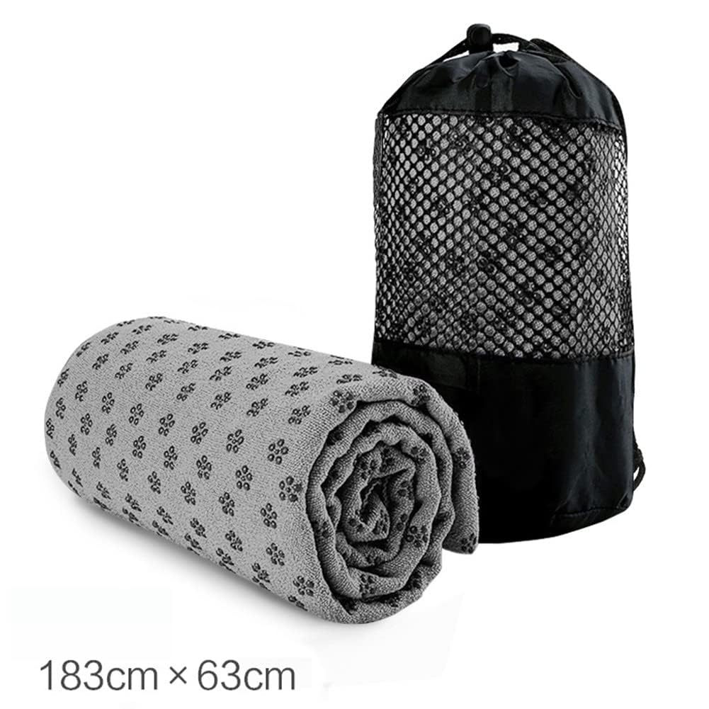 Asciugamani antiscivolo per tappetino da yoga, in microfibra super morbida, in rete, assorbe il sudore, ad asciugatura rapida, asciugamano ecologico (grigio classico, 183 x 63 cm)