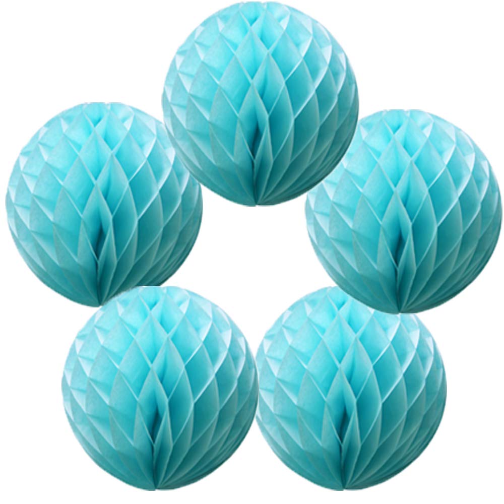 5 Pack Tissue Paper Honeycomb Balls Table Centrepiece Lantern Garland Wedding Decoration | Ball-Baby Blue, 12"(30cm) | — image 1