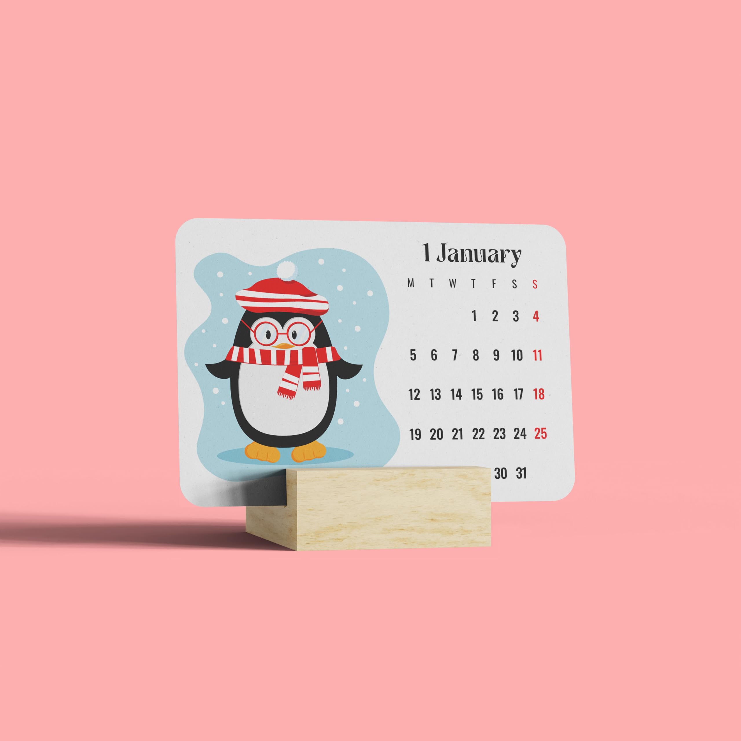 Epic Graphic Designs 2026 Mini Animal Calendar with Wooden Stand, Cute Seasonal Characters, Monthly Desktop Calendar, 4 x 3 Inch Display Size-image-28