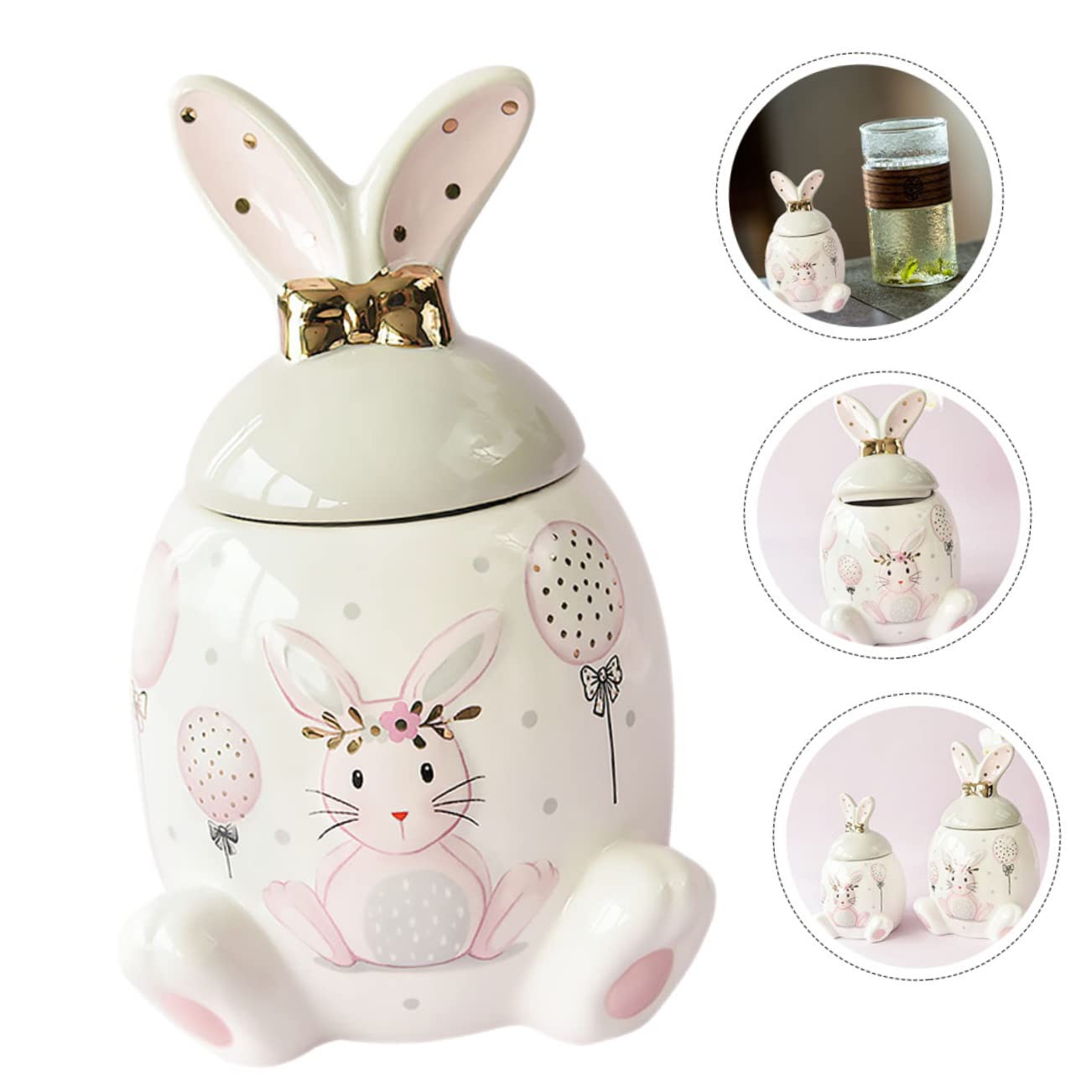 Barattolo Biscotti Coniglio Ceramica - Portadolci Pasquale 15,5x10x9,5cm