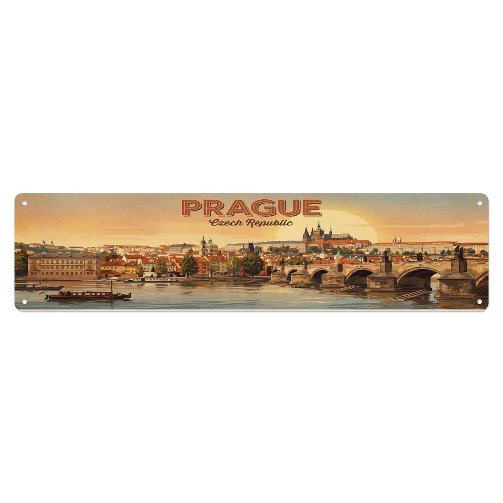 Tgrcjimh Style Metal Tin Sign Czech Prague Vintage Travel