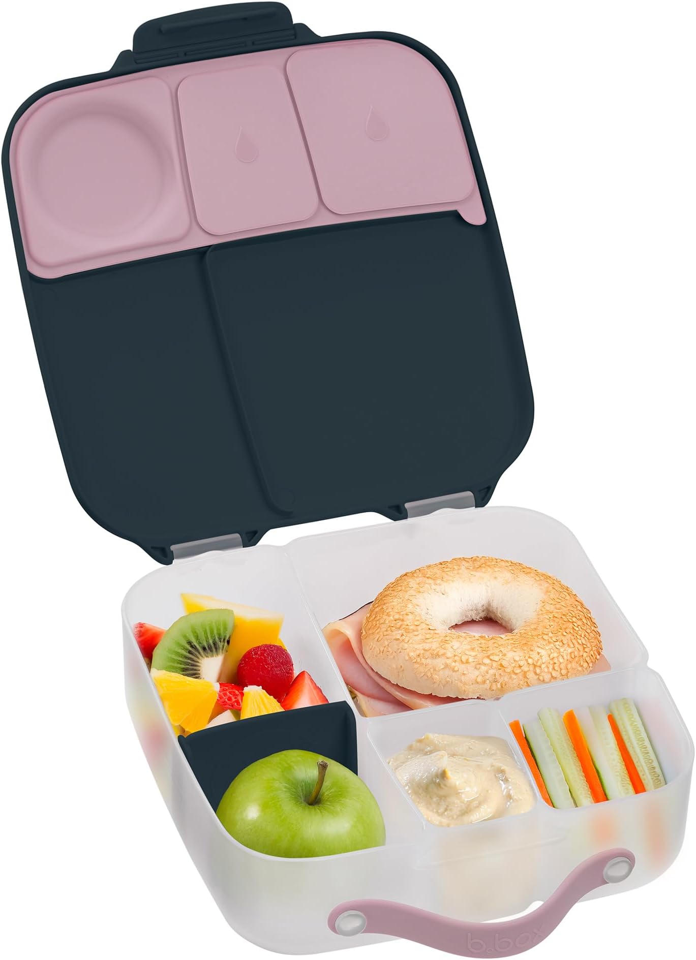 b.box Lunch Box with Blue Slate for Kids, Silicone Food Storage Container with Adjustable Dividers | Leak-Proof Silicone Food Storage Container Easy to Open for Kids (Indigo Rose)…