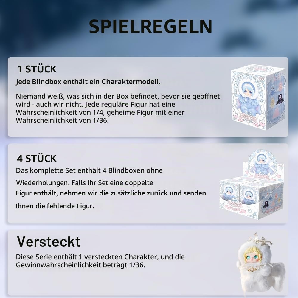 niannyyhouse Plüschpuppe Blind Box, Snow Trace Whispers Serie, 16,8 cm, gefüllte Plüschfiguren, niedliche Sammlerstück-Geschenke (1 Stück)