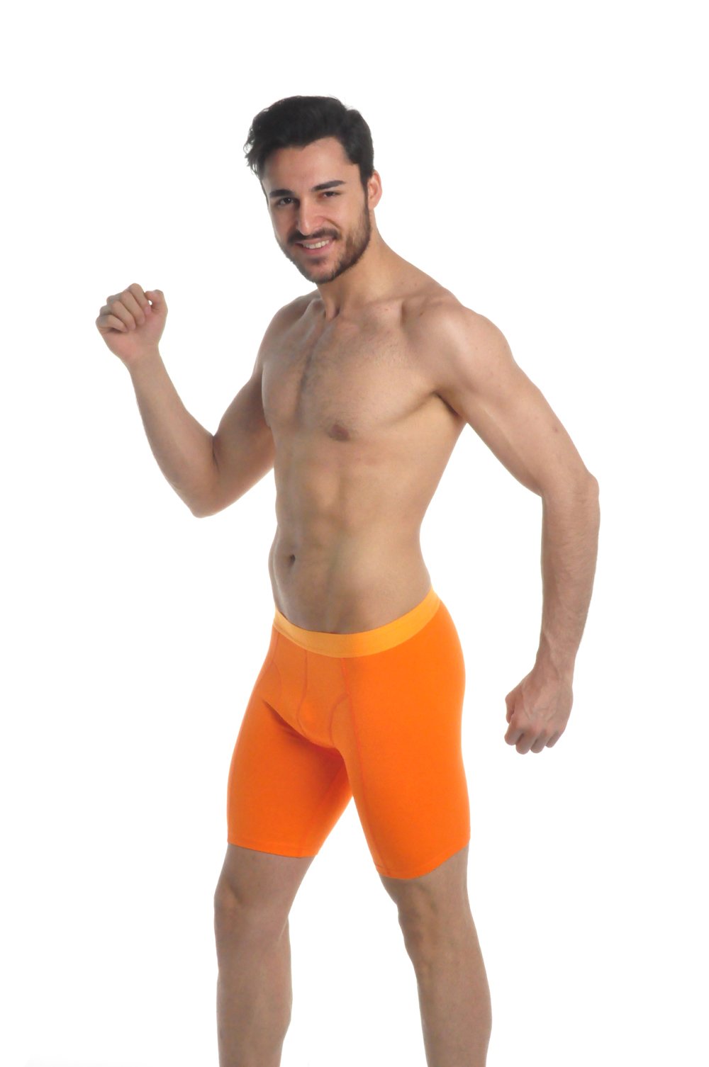 elegance1234 Men`s Active-wear Soft Cotton Extra Long Leg Boxers (Ref:1150) (XX-Large, Orange)
