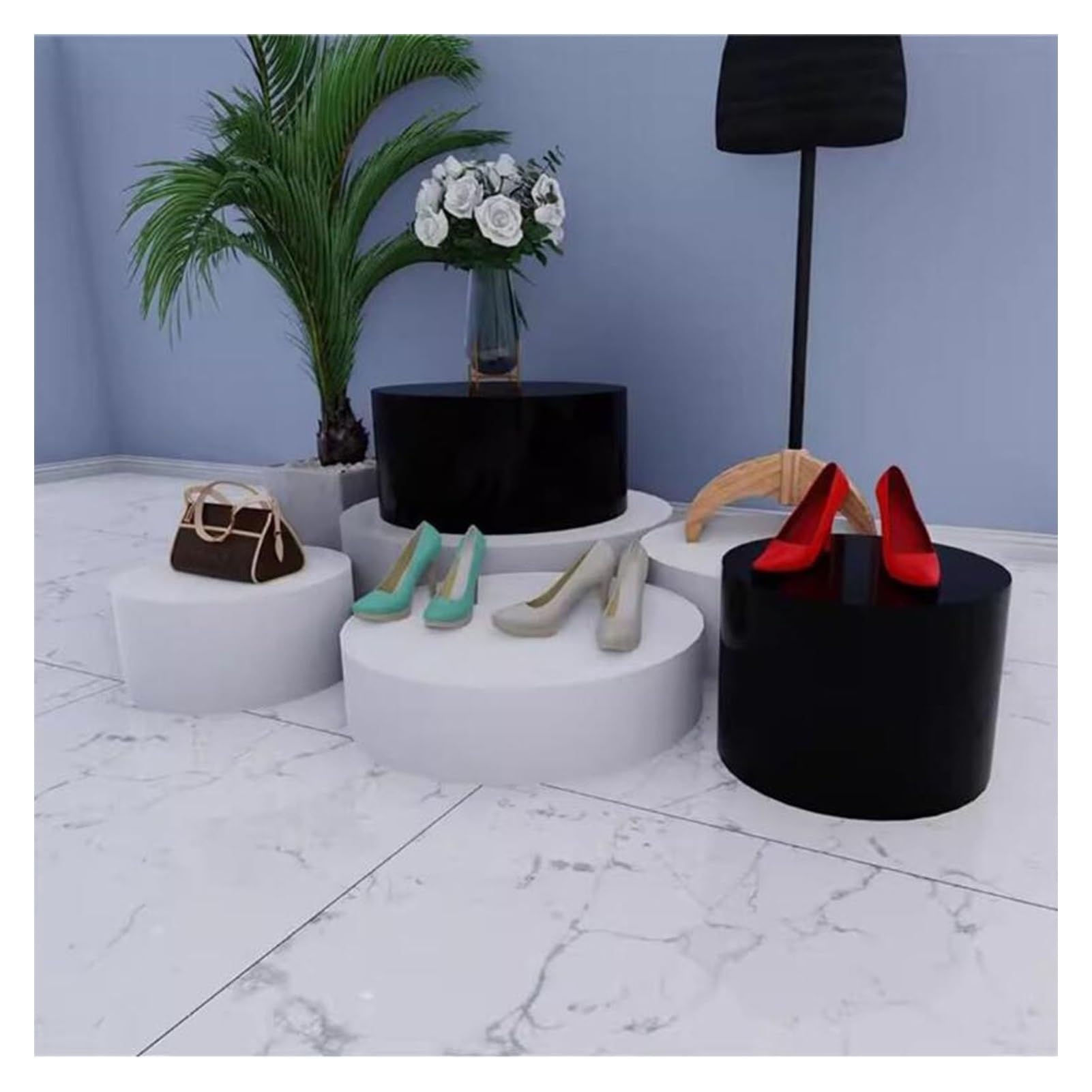 Plataforma cilíndrica para exhibición de tienda de novias, pedestal redondo, soporte elevador de plataforma para eventos, maniquí/zapatos/bolsas, blanco, 30 x 20 cm