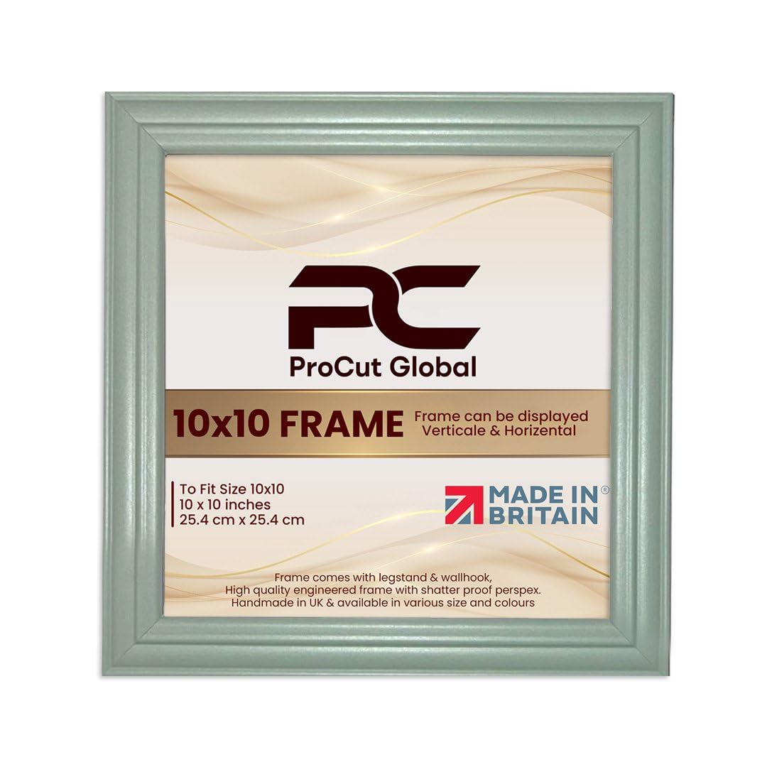 Procut Global 10X10 Green Picture Frames - Classic Wooden Photo Frame with Shatterproof Perspex for Wall or Tabletop - Perfect for Posters, Certificates & Prints - Sizes & Colors Available — image 1