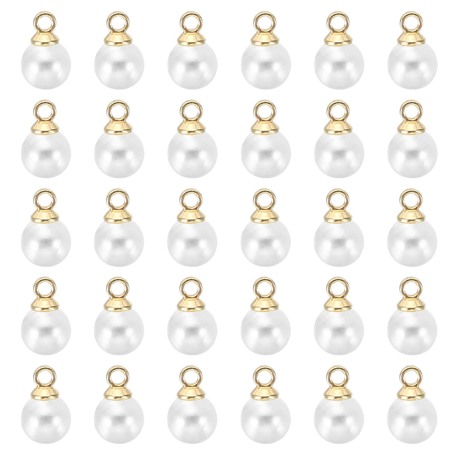 PATIKIL 10mm Pearl Charm, 100pcs Pearl Beads Pendant Charm Beautiful DIY for Jewelry Making Bracelets Earrings Necklace Wedding Crafts, Light Golden White