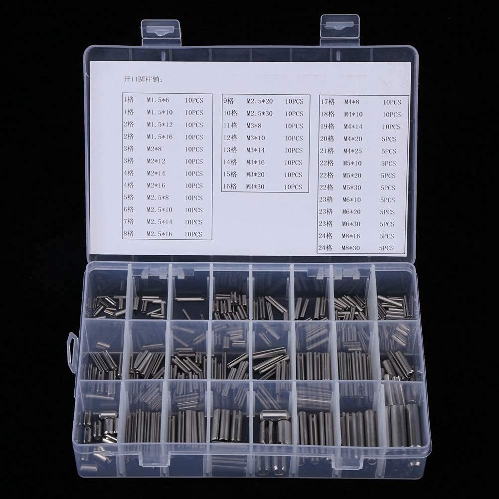 280 Stück Federstift Edelstahl-Federspannstifte Set M1,5 M2 M2,5 M3 M4 M5 M6 M8 Mit Aufbewahrungsbox Für Mechanische Industrie