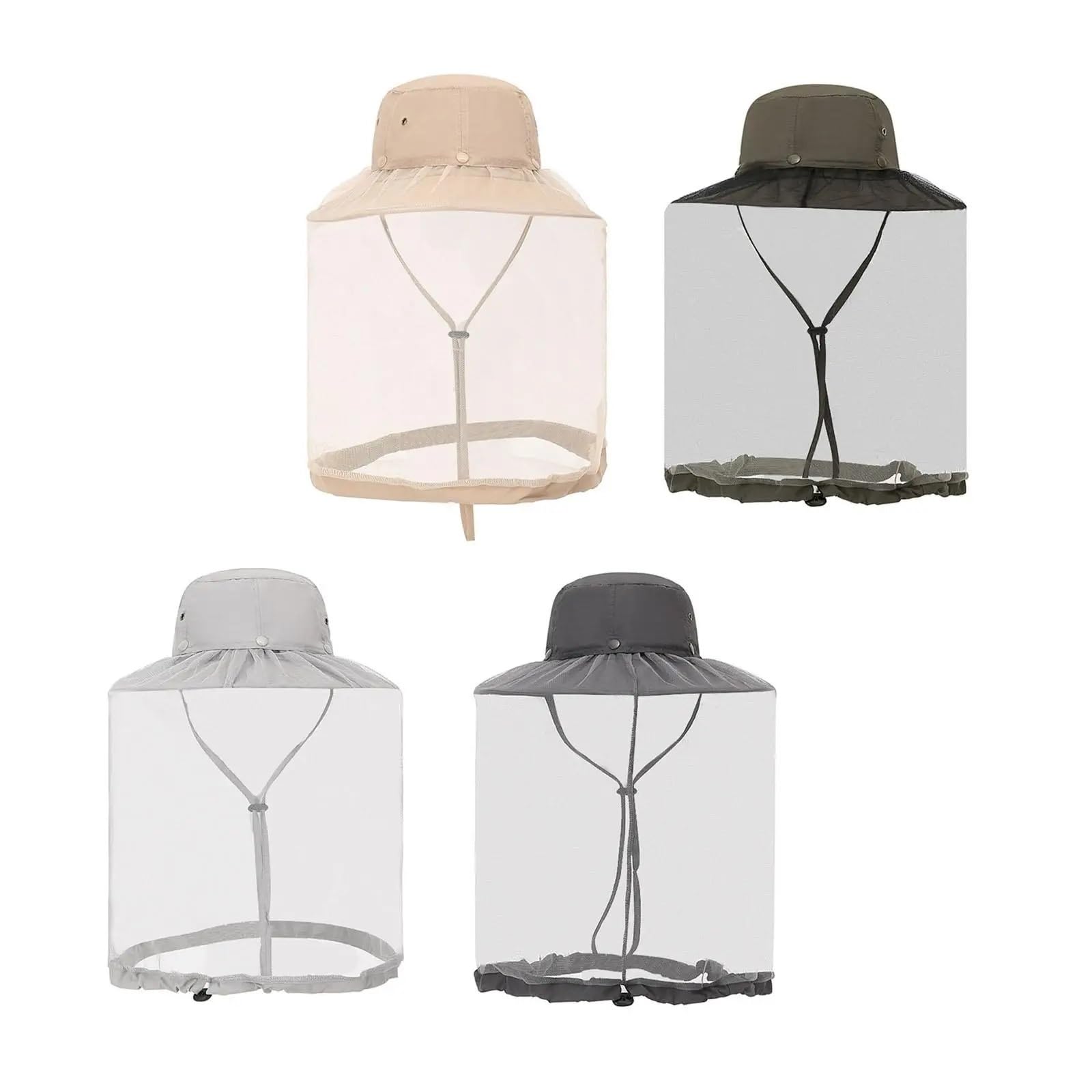 Czapka z moskitierą na głowę, Czapka pszczelarza z siateczką i paskiem pod brodą, wielokolorowa, do pszczelarstwa, ogrodnictwa i kempingu(Light Grey)