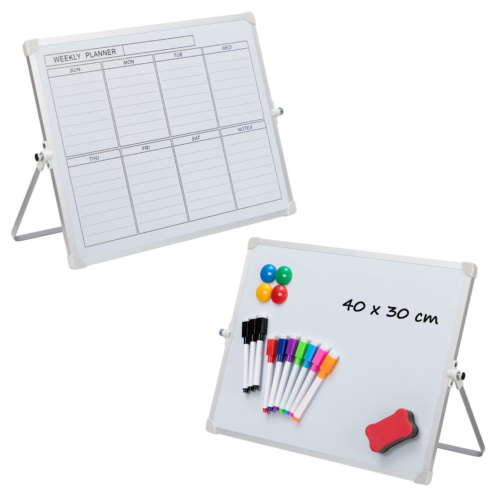 DOEWORKS A3 Desktop Whiteboard Weekly Planner Board Small Double-Sided Dry Erase Board, Magnetic Whiteboard Mini Drywipe White Board for Home School Office, 40 x 30cmGlobal Recycled StandardGlobal Recycled StandardGlobal Recycled Standard