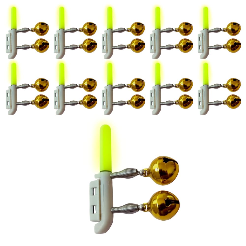 Bdkmms Flashes When Biting Hook With Electronic Function] Fishing Glow Stick, 10Pcs Fishing Float Light Sticks With Bell, Night-Fishing Rod Fish Strike Alert For Night-Fishing Accessories