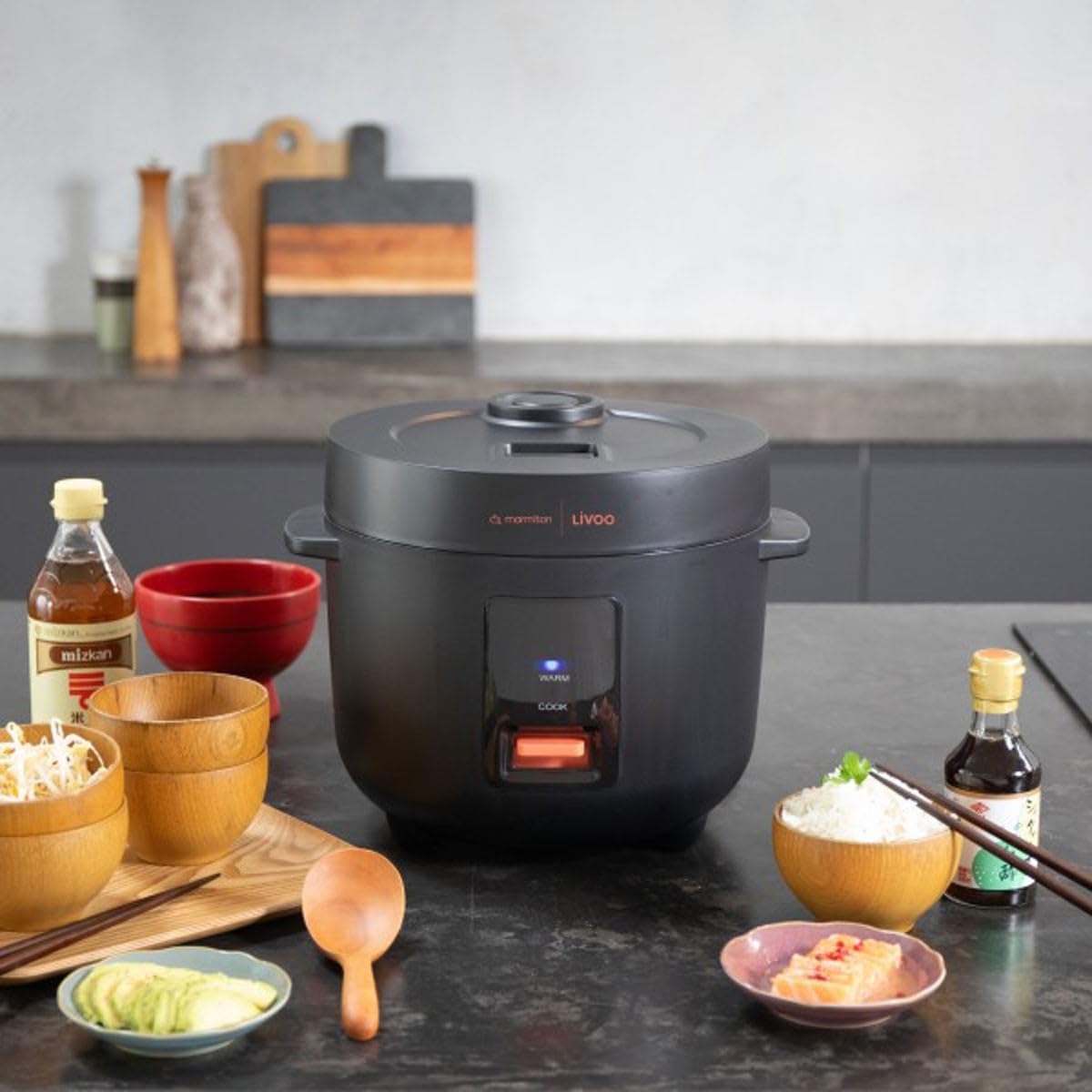 Livoo Cuiseur à Riz 1,5L - Revêtement Antiadhésif - Fonction Maintien Au Chaud - 500W - Bol Doseur Inclus - Riz Parfait Every Time !