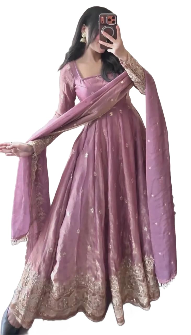 Women Embroidered Ethnic Set with Dupatta and Pant, Heavy Silk Traditional Outfit for Festive WeddingWear-image-1