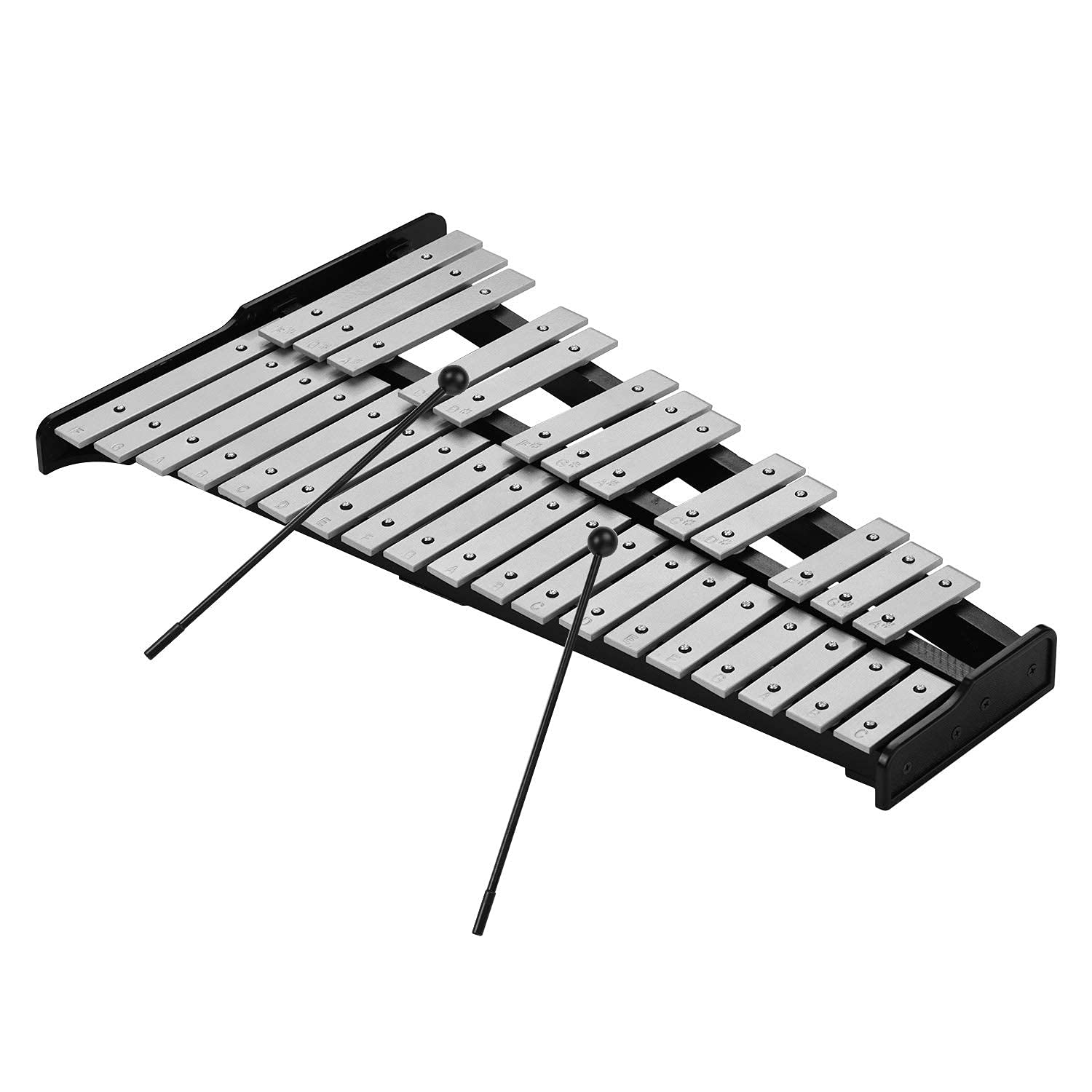 Ejoyous Instruments à 32 Notes Glockenspiel avec Base en Bois et Barres en Aluminium, Son Clair pour Enfants Adultes Débutants Mélomanes, Instrument de Percussion pour Enfants âgés et