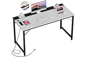 Exquisite 55 Inch White and Black Workspace: A Modern Desk for Contemporary Spaces