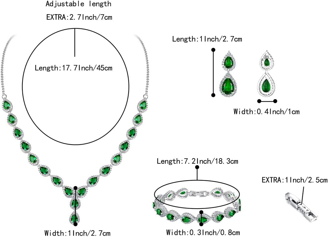 BriLove Wedding Bridal CZ Necklace Bracelet Earrings Jewelry Set for Women Teardrop Infinity Figure 8 Y-Necklace Tennis Dangle Party Prom Accessories - Image 6