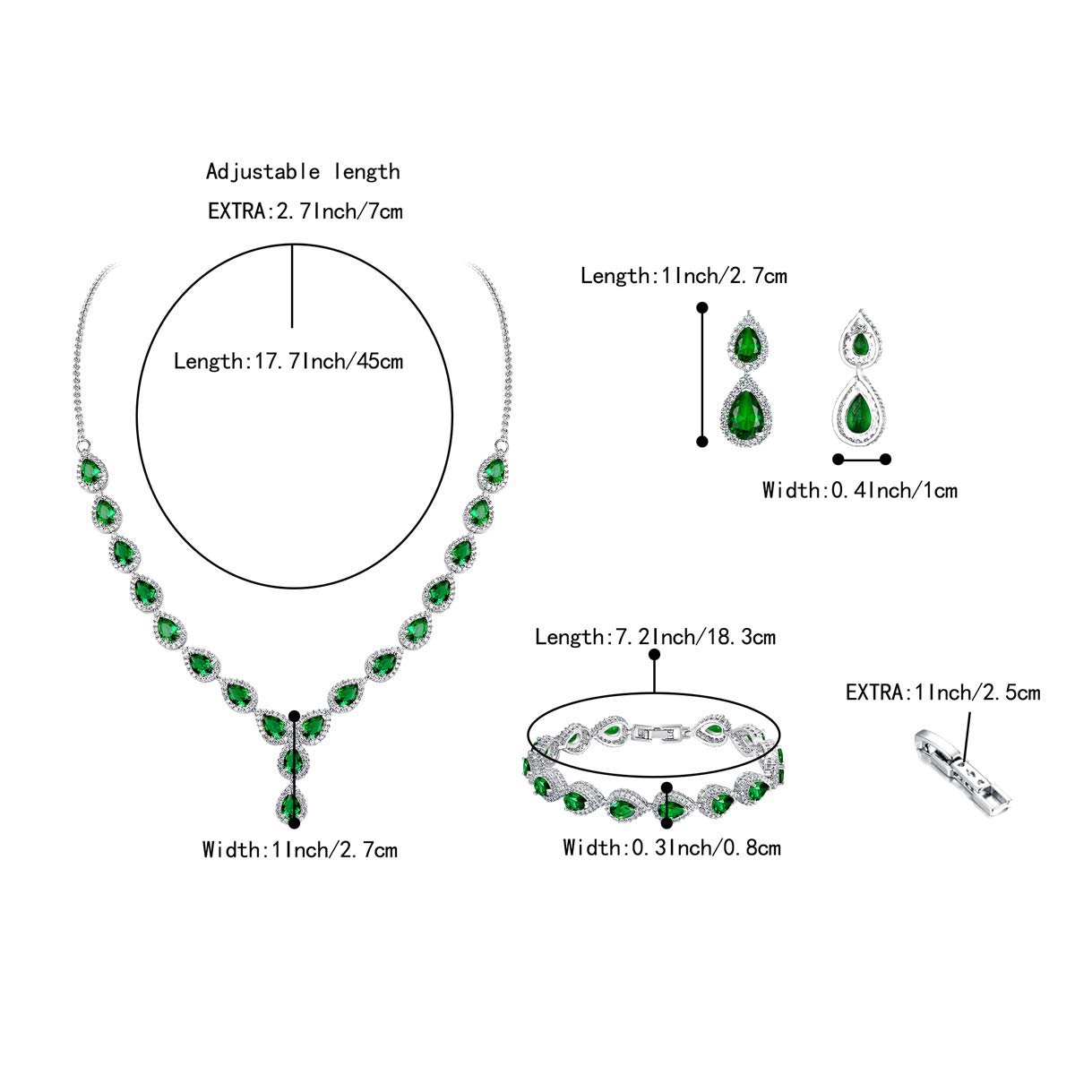 Gioielli Donna 3-Set Matrimonio Parure per Sposa - Elegante e Splendente Nuziale zircone Infinito Figure 8 Y-Collana Orecchini Braccialetto Pendenti Set