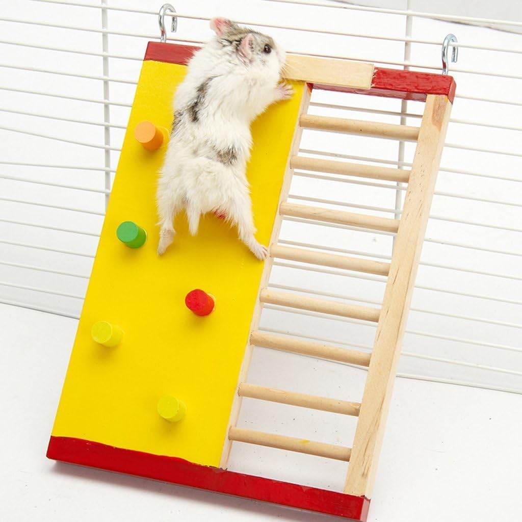 Small Animal Cage Accessories Wooden House Climbing Ladder Tunnel Seesaw Swing Platform for Pet Syrian Hamster Gerbil Mouse Squirrel…