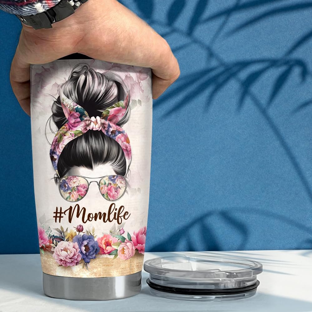 SANDJEST Mom Tumbler 20oz Stainless Steel Insulated Tumblers Coffee Travel Mug Mother Cup Gift for Best Moms Mother Mama Mommy Gifts from Daughter Son for Birthday Christmas - Image 5