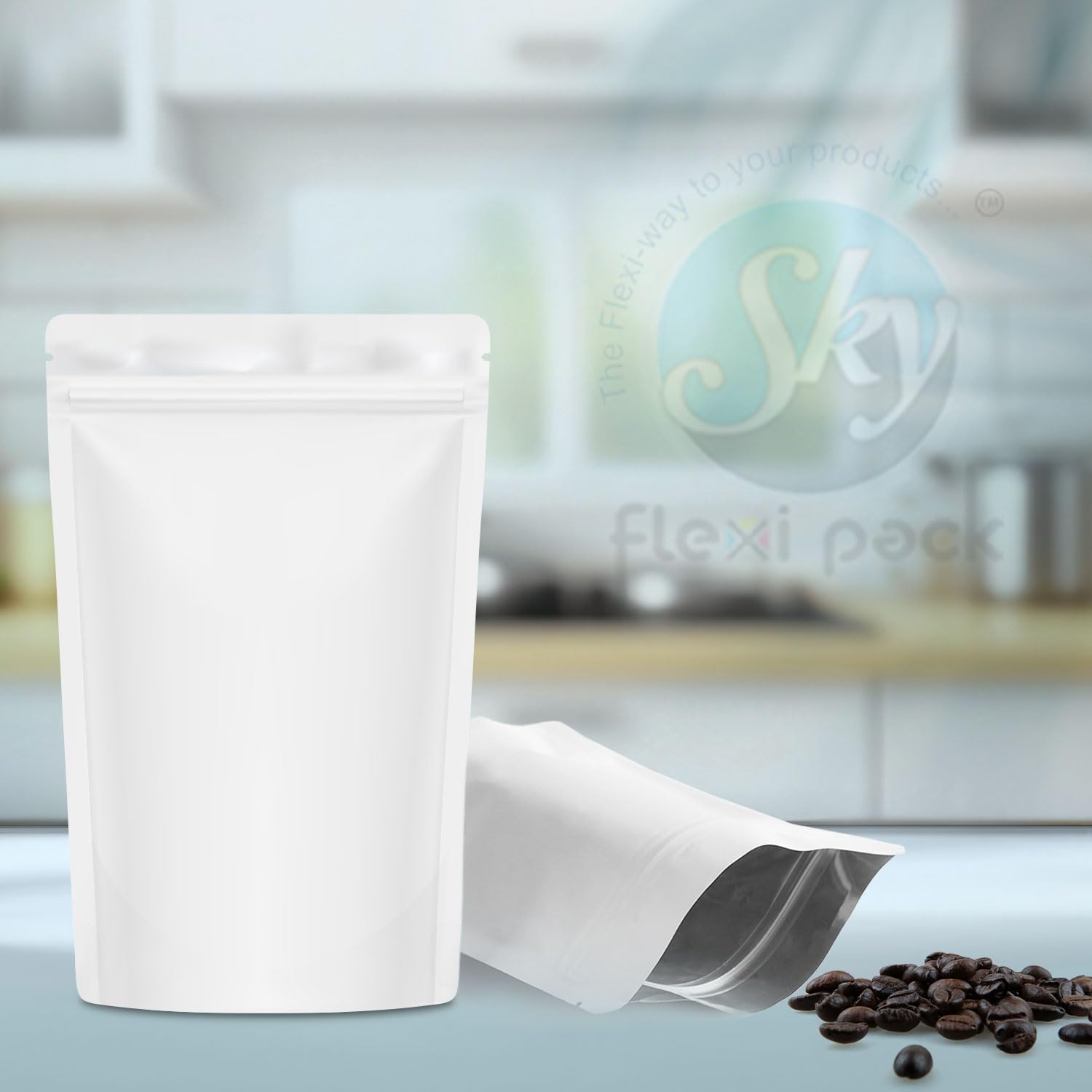 Matte White Stand Up Pouches - Zip Lock & FREE Shipping -7