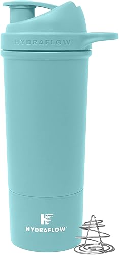 HYDRAFLOW Boost - Botella mezcladora de proteínas aislada, capacidad de mezcla superior, 32 onzas - Powder Aqua