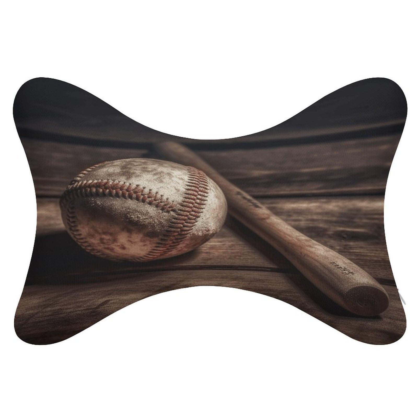FekiLoot Baseball on Wooden Car Headrest Set of 2,Softness Memory Foam Car Neck Pillow with Breathable Removable Cover Car Neck Support Pillow Ergonomic for Driving, Office