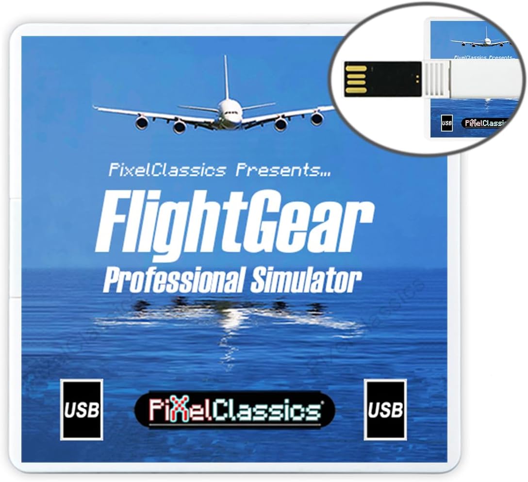 – FlightGear Flight Simulator 2023 Deluxe Edition USB Stick | Professional Flight Sim | 600 Aircraft + 1000 Liveries + 20,000 Airports | Full Worldwide Scenery + Free Updates | PC Windows 11, 10 & Mac