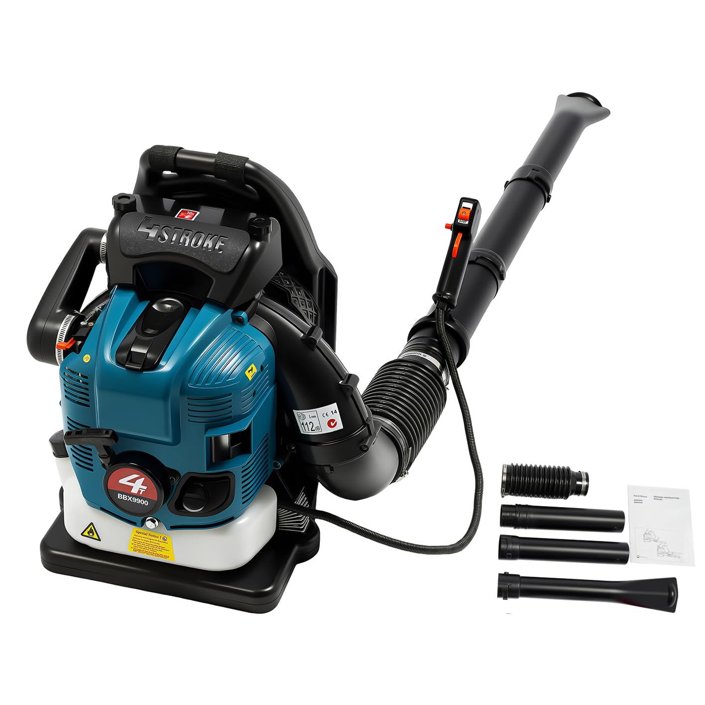 Odkurzacz do liści, benzynowy, 75,6 cm, 4-suwowy, do ogrodu | Silnik 4-suwowy 2600 W 850 m³/h, wydajność powietrza 180°, regulowana rura wydmuchowa, regulacja prędkości 1,9 l