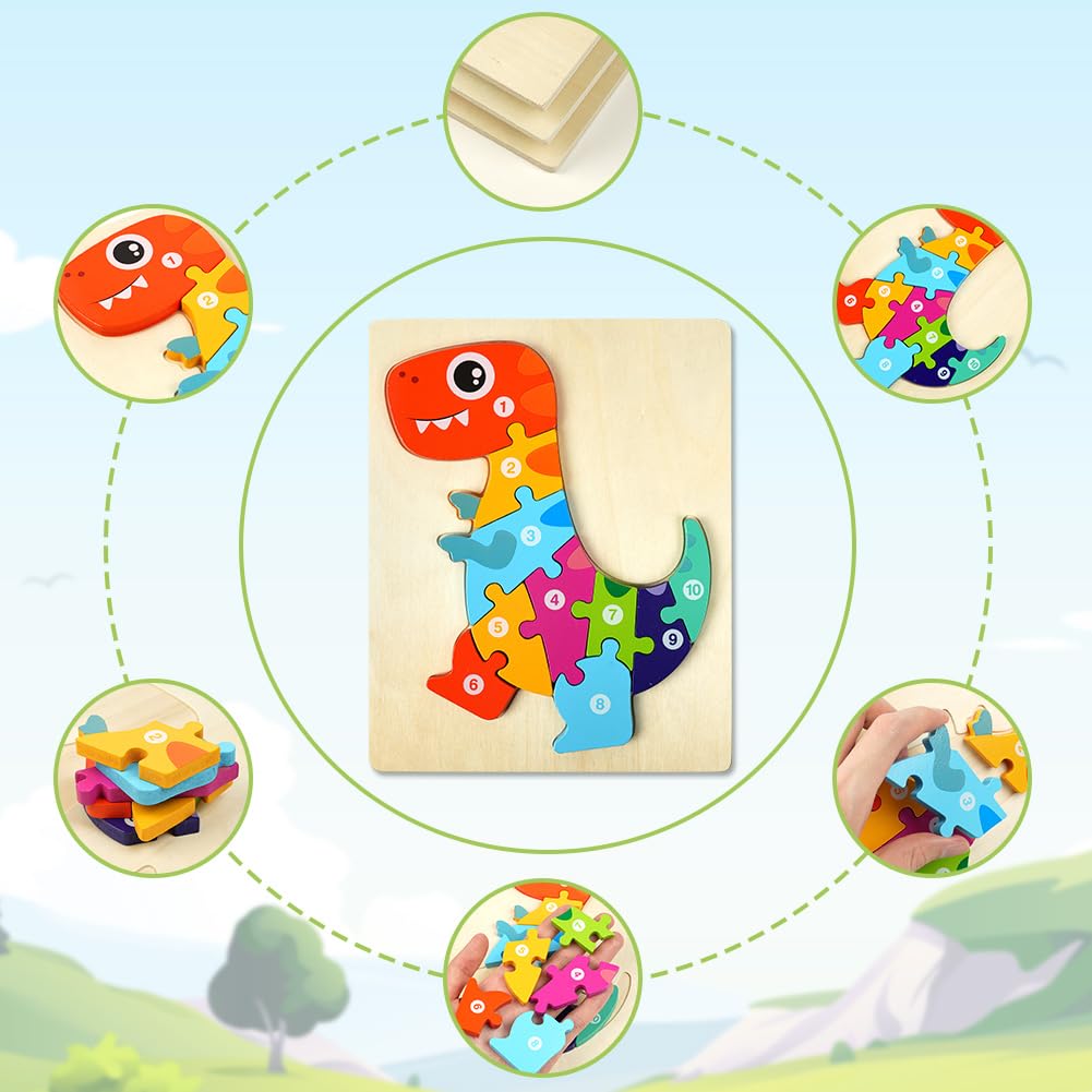 HOTUT Puzzle in Legno per Bambini, 2 Pezzi Legno Giocattoli, Giochi da Puzzle, Animali Montessori Giochi Bambino Educativi per Bambino Sopra i 1 Anni