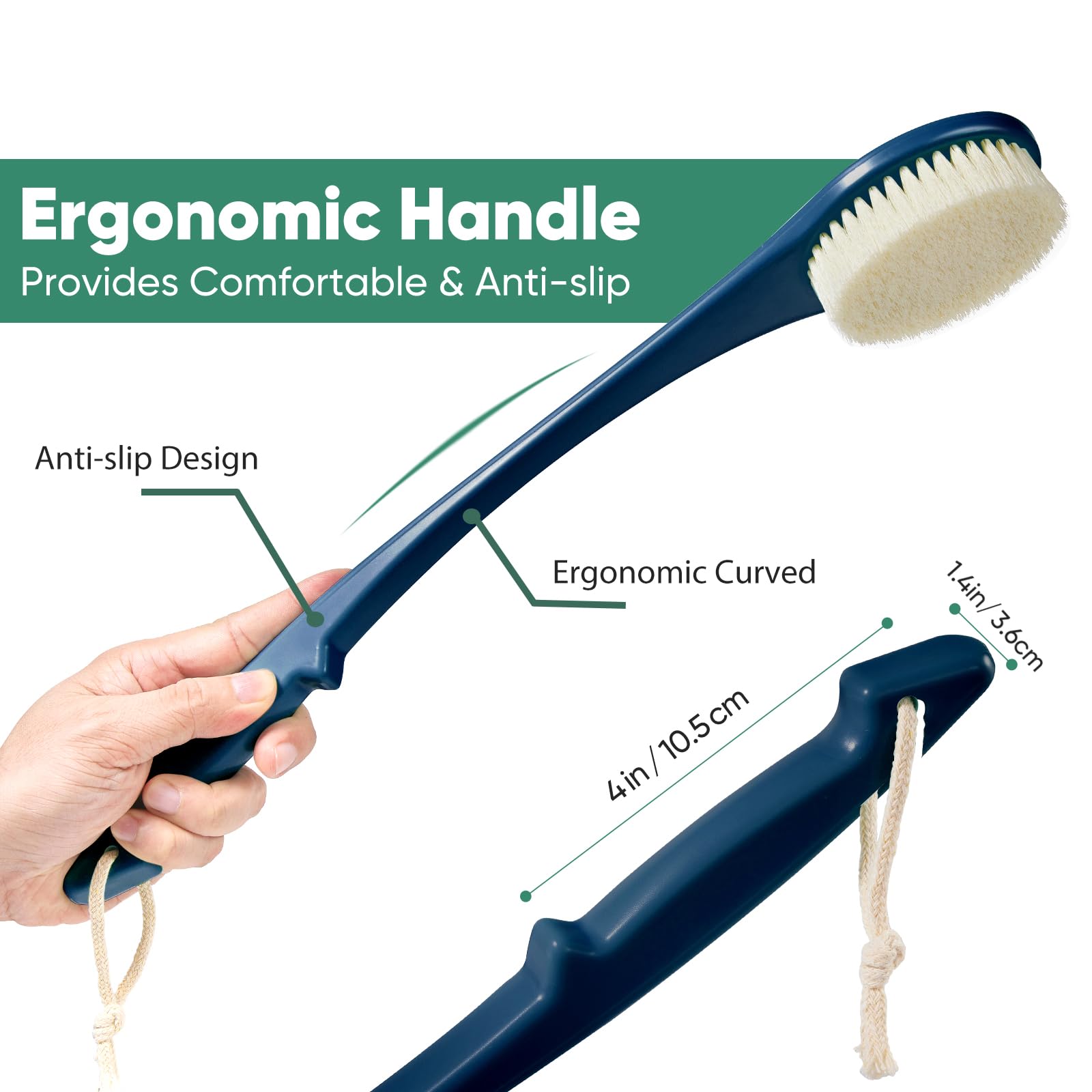 17-Inch Back Scrubber for Shower Shower Brush for Men and Women Long Handle Exfoliating Back Brush - Image 3
