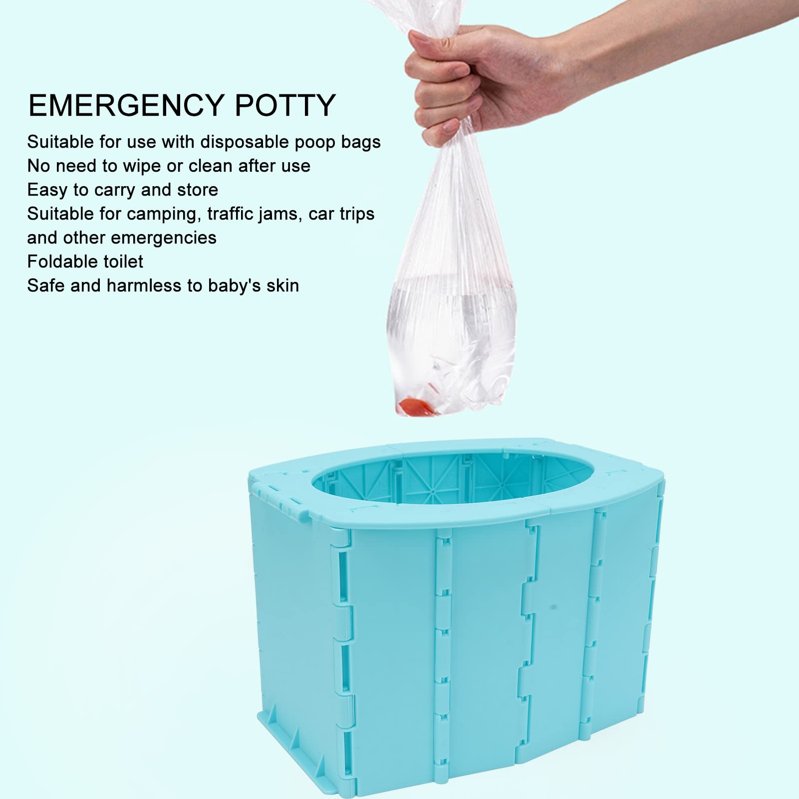 Kids Portable Toilet, Convenient and Practical Potty Training Toilet Easy to Carry and Store Foldable Travel Potty for Camping Traffic Jam and Car Travel