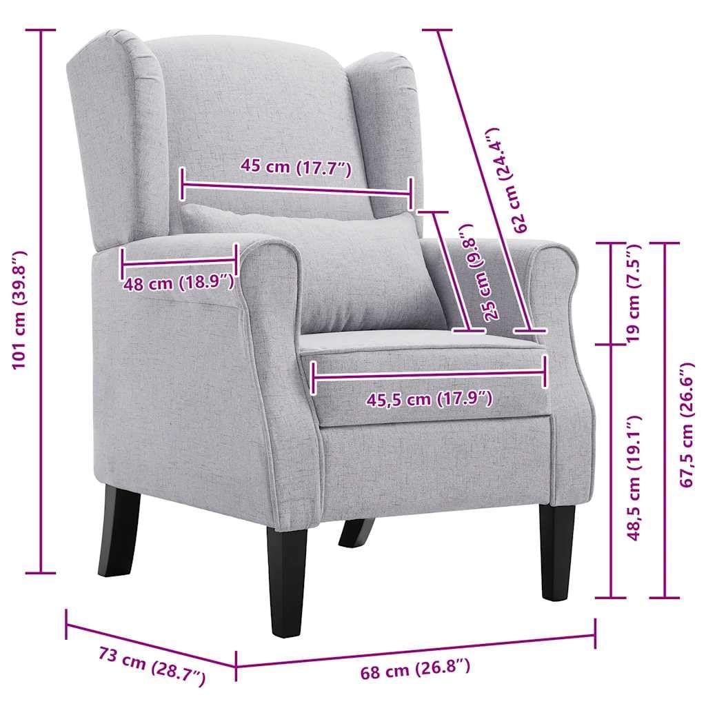 vidaXL Poltrona con Piedini Design Originale Moderno Elegante Robusta Confortevole Durevole Sicura Sedia Seggiola Sofà Tessuto Grigio Scuro