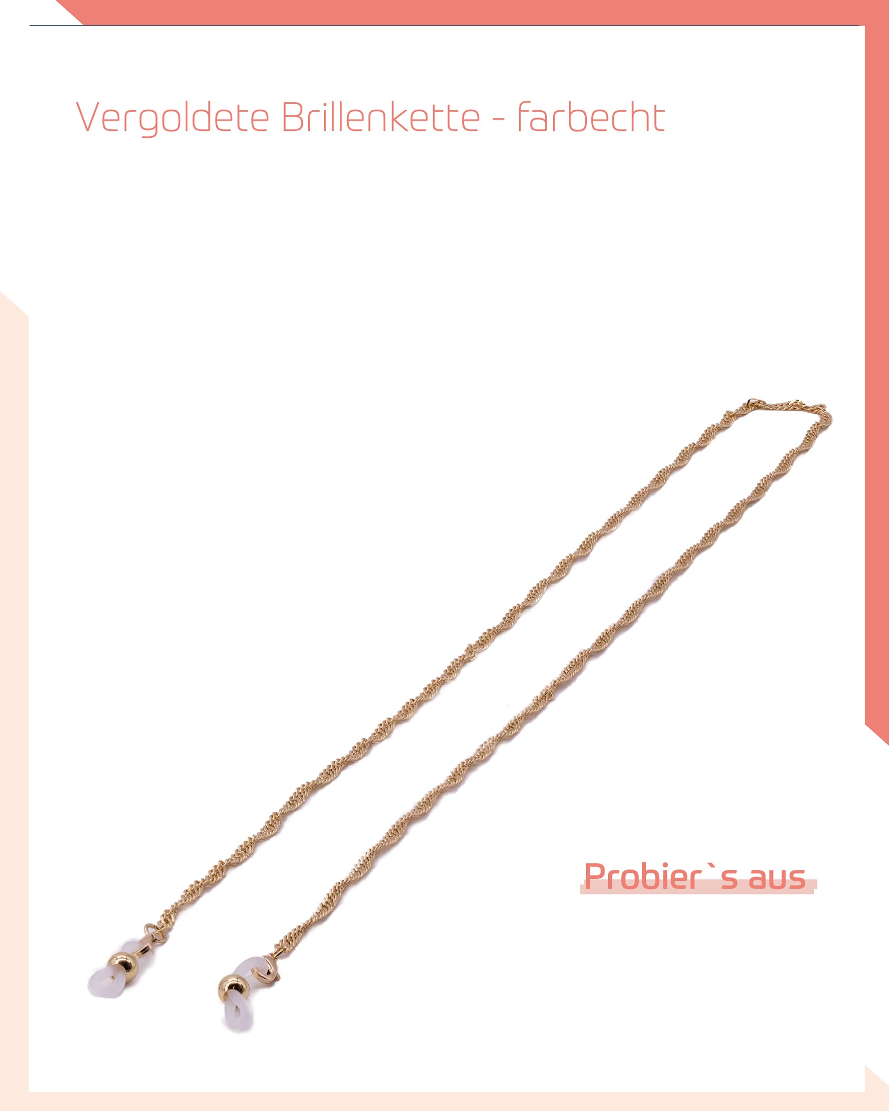 Toronto – Maskenhalter & Brillenkette Gold und Silber - korrosionsbeständig – einzigartig hochwertige Brillen Kette & Brillenband für Sonnenbrille & Lesebrille - Brillenkette mit Karabiner