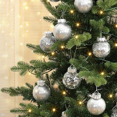 Garvee 30 Pcs Christmas Ball Ornaments, 2.36 Inch/6 Cm Christmas Balls, Christmas Plastic Decorative Baubles, Shatterproof Christmas Tree Ball for Holiday Wedding Party Decoration, Silver