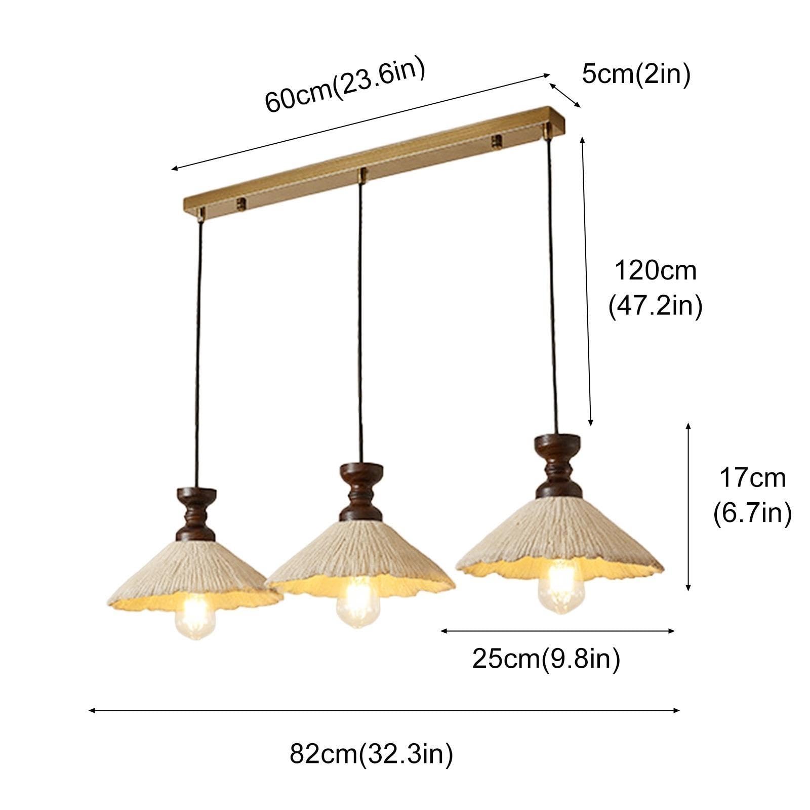 Jadssox Lámpara de techo de hormigón 3 luces colgante de racimo madera