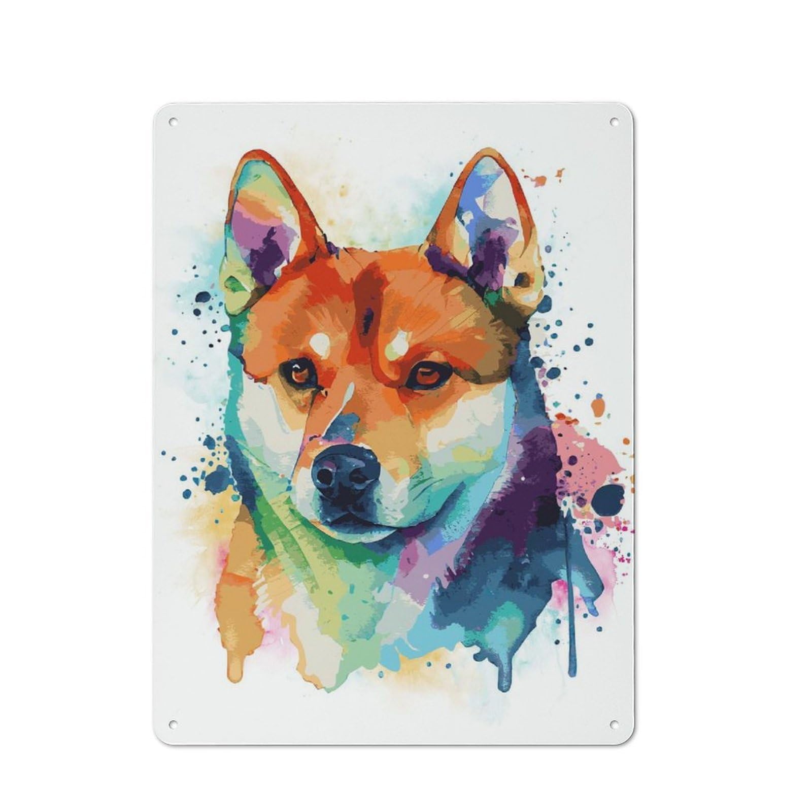 Junmoney Style-20 Colorful Shiba Inu Dog Art Rustic Tin Wall Plaque 40X30cm For Kitchen Or Home Bar, A Winter Wall Decor Update For Kitchen Decor Lovers