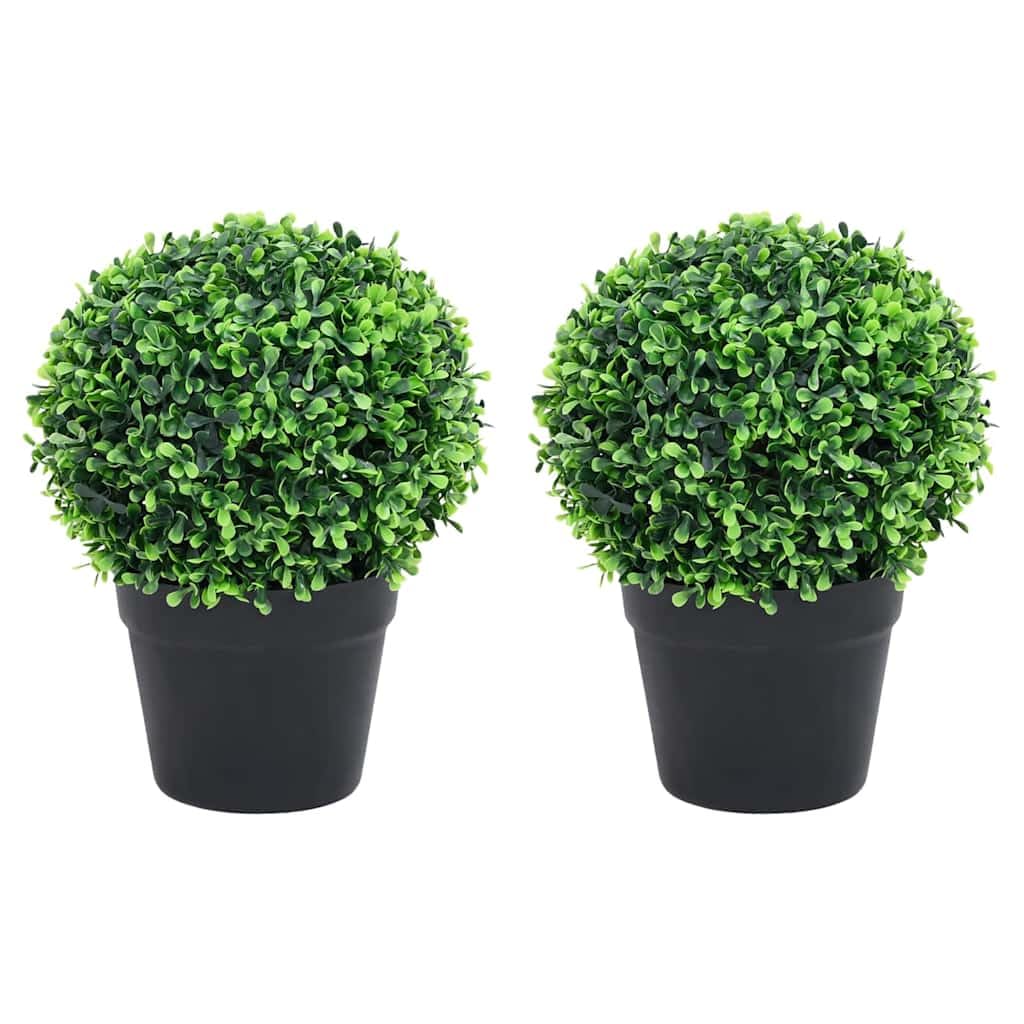 2 alberi di bosso artificiali con vaso, forma sferica, verde, 37 cm, in polietilene, resistenti alle intemperie, per soggiorno, ufficio, balcone e giardino, piante decorative facili da pulire