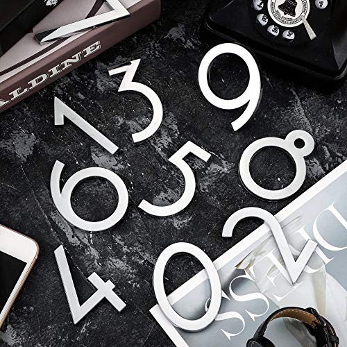 10 Pieces 2.8 Inch Mailbox Numbers 0-9, Self-Adhesive Door Numbers, Address Numbers, Street Numbers For Window, Signs, Door, Cars, House Mailbox, Office (Silver) #TOP6