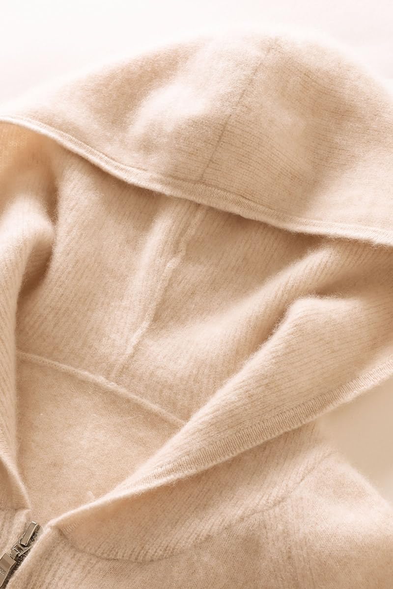 E-girl Damen Langarm Kaschmir Strickjacke mit Kapuze,EU 34-42