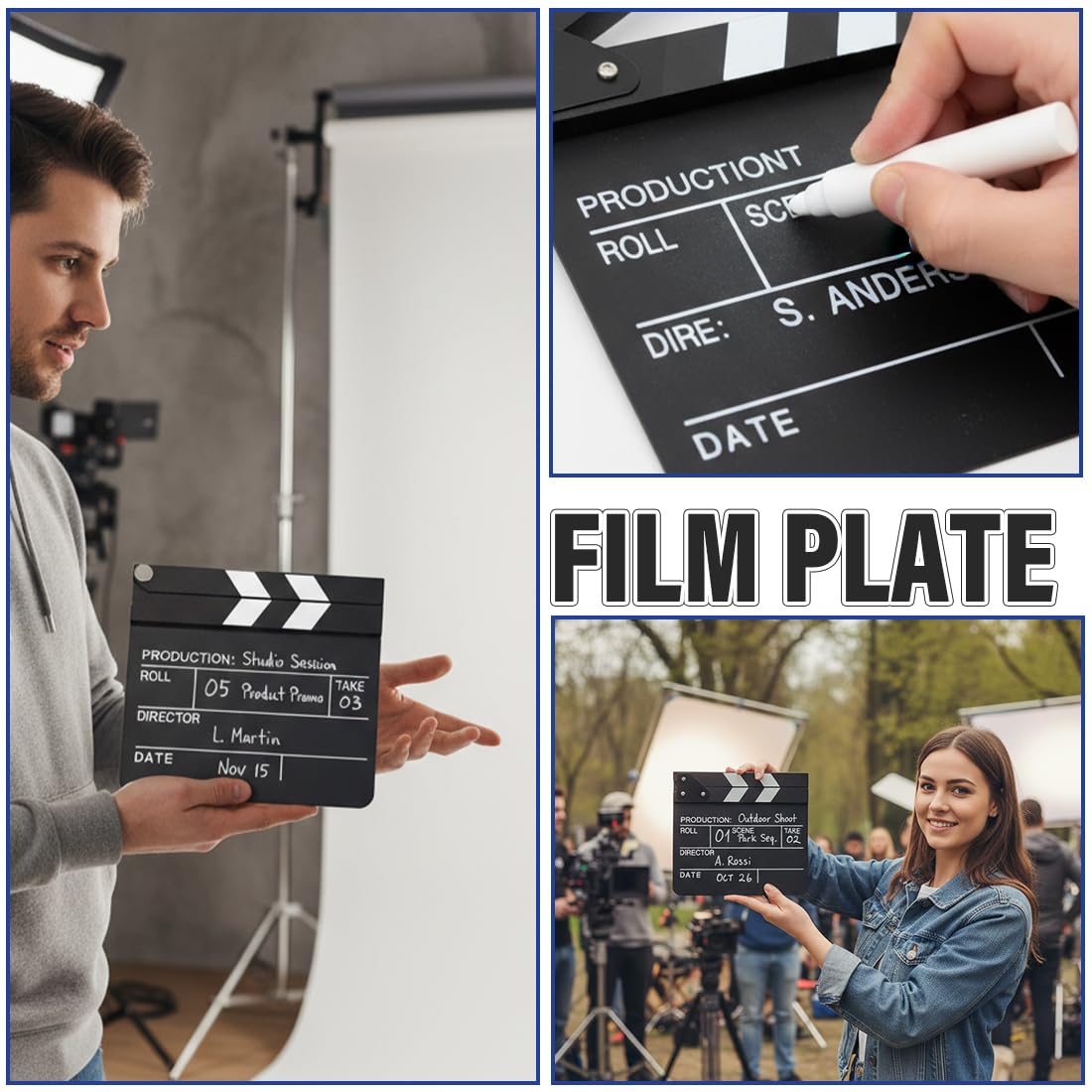 Fournitures pour chambre noire, Mini clap de cinéma - Clap en bois pour mini-films/séries TV - Accessoires de cinéma - Accessoires de clap - Accessoires photo